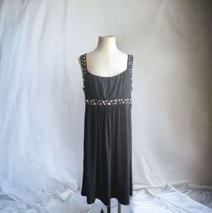 Black Studded Knee Length Dress Size 14